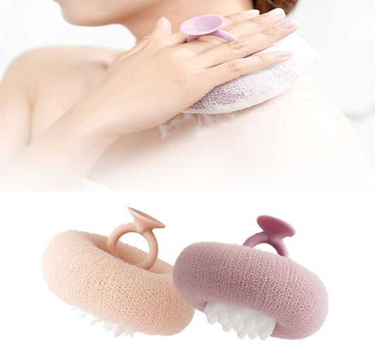 2-in-1 Sunflower Bath Ball, 2025 Upgraded Super Soft Sunflower Suction Cup Bath Ball Exfoliating Sponge Cleaning Brush, Sponge Mesh Pouf Shower Ball for Women Men Shower (Pink+Purple)
