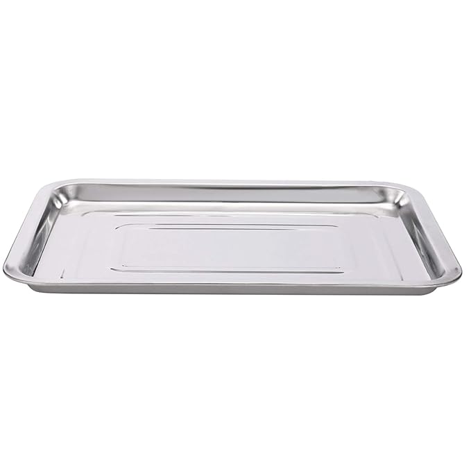 Stainless Steel Tray,3 Pack Stainless Steel Trays 13 1/2" x 10" Dental Body Piercing Instrument Tool Flat for Supplies (3)