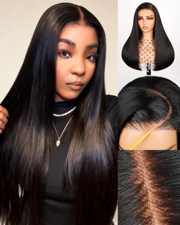 Arabella Hair 6x5 Glueless Wig Human Hair - 230% Density Ready to Wear Invisible Part Wig for Women, Wear and Go Straight Wig Natural Scalp Look, Breathable Full Wig with Adjustable Straps 18inch