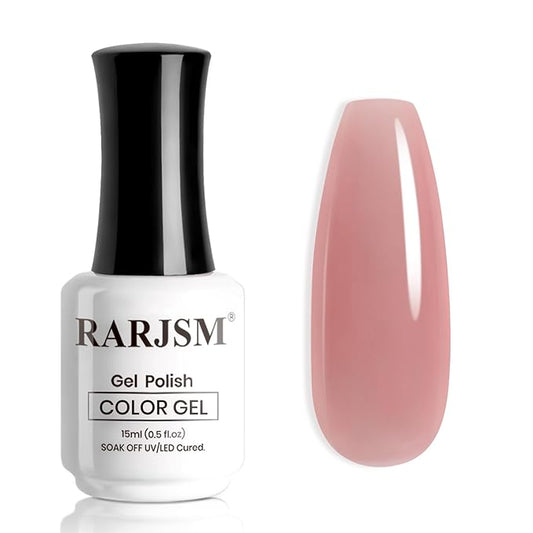 RARJSM Nude Gray Ruddy Pink Gel Nail Polish Neutral Skin Tone Sheer Jelly Gelpolish 1PC 15ml Single Bottle Creamy Transparent Natural Nudegel Polish Soak off Cured for Home Salon French Manicure