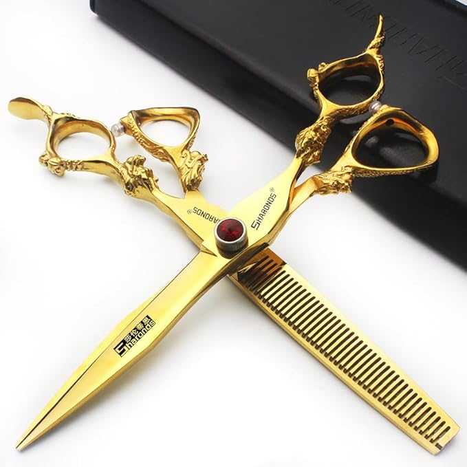 Super Sharp Hair Scissors 6/7/7.5/8/9 inch, Providing a Stable Feel.. (7inch-2pc-A)