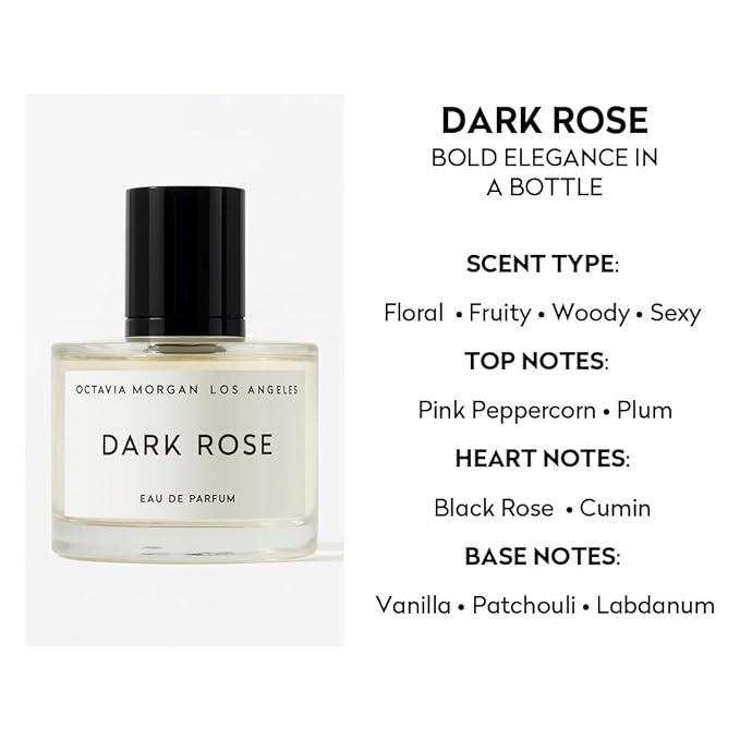 OCTAVIA MORGAN DARK ROSE Eau de Parfum – Bold Floral Fruity Woody Fragrance for All | Long-Lasting Gender-Inclusive Scent with Pink Peppercorn, Black Rose & Plum | 50ML