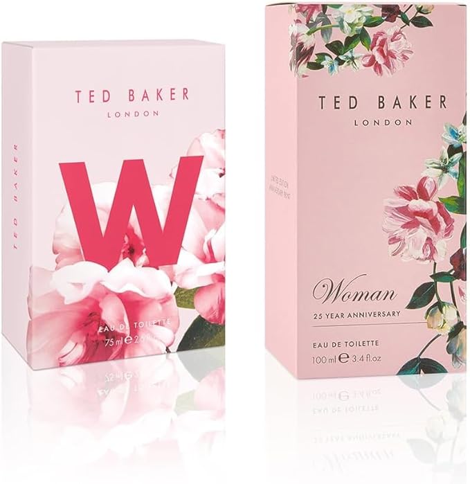 Ted Baker W and Woman Pink EDT Bundle, includes W EDT, pink orchid, fig leaf and white peony top notes 75ml with Woman Pink EDT, floral green feminine fragrance 3.38 fl oz