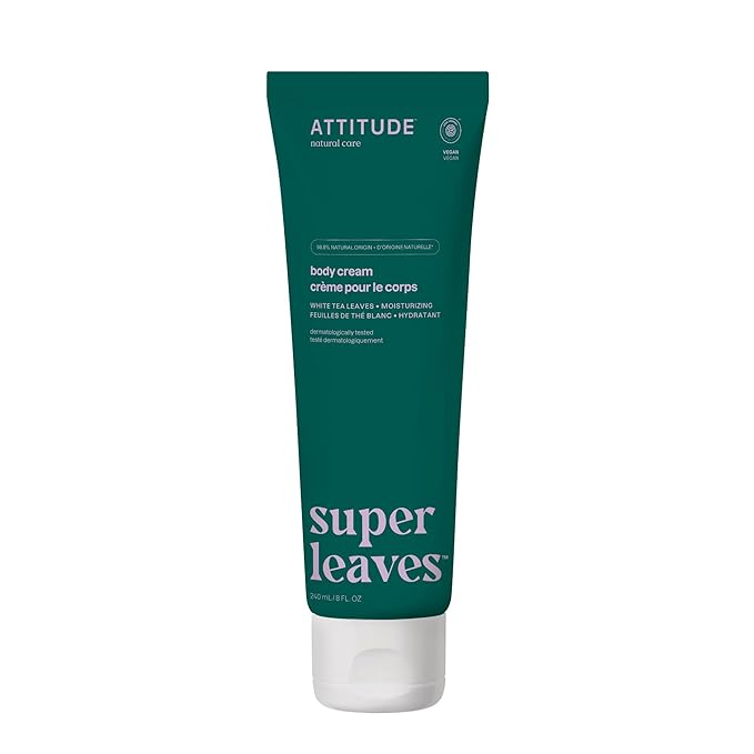 ATTITUDE Body Cream, EWG Verified Moisturizer, Vegan Moisturizing Products For Dry Skin, Dermatologically Tested, White Tea Leaves, 8 Fl Oz