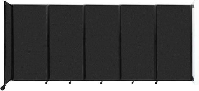 Versare Room Divider 360 Wall-Mounted Folding Partition | Locking Wheels | Temporary Room Separator | 14' x 6' Black SoundSorb Panels