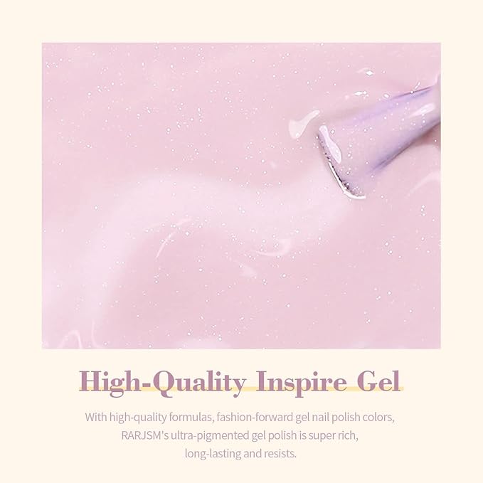 RARJSM Nude Gel Nail Polish Silver Glitter Pale Pink Neutral Color Shimmer Pigment Skin Tone Gel Polish 15ml Sparkle Sheer Pink Natural Soak off UV LED Cured for Home Salon DIY Nail Art Single Bottle