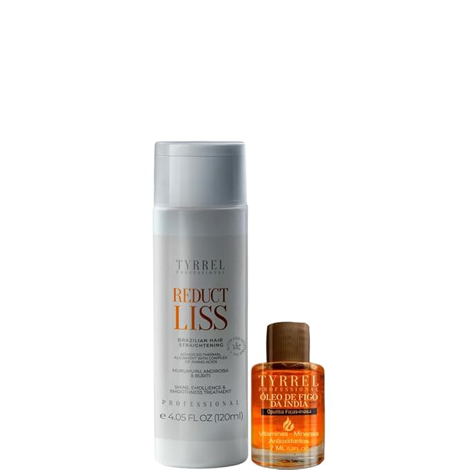 Tyrrel Professional Brazilian Hair Straightening Kit, Reduct Liss Treatment Cream 120ml with Fig Oil 5ml, for Resistant Frizzy Curly Hair, Coconut and Fig Fragrance