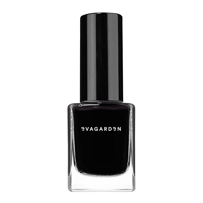EVAGARDEN Sea Water Resistant Nail Polish - Saturated Color with Thin Film Coating - Attractive, Durable and Smooth Coverage - Clean Formula, No Harsh Substances - 602 Black - 0.34 oz