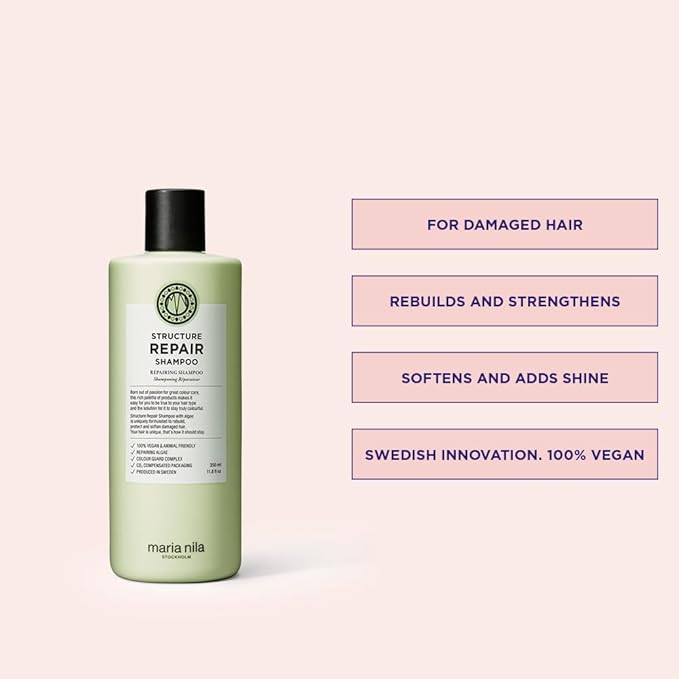 Maria Nila, Structure Repair Beauty Bag, Shampoo/Conditioner/Argan Oil, For Damaged & Chemically Treated Hair, Algae Extract Rebuilds & Moisturizes