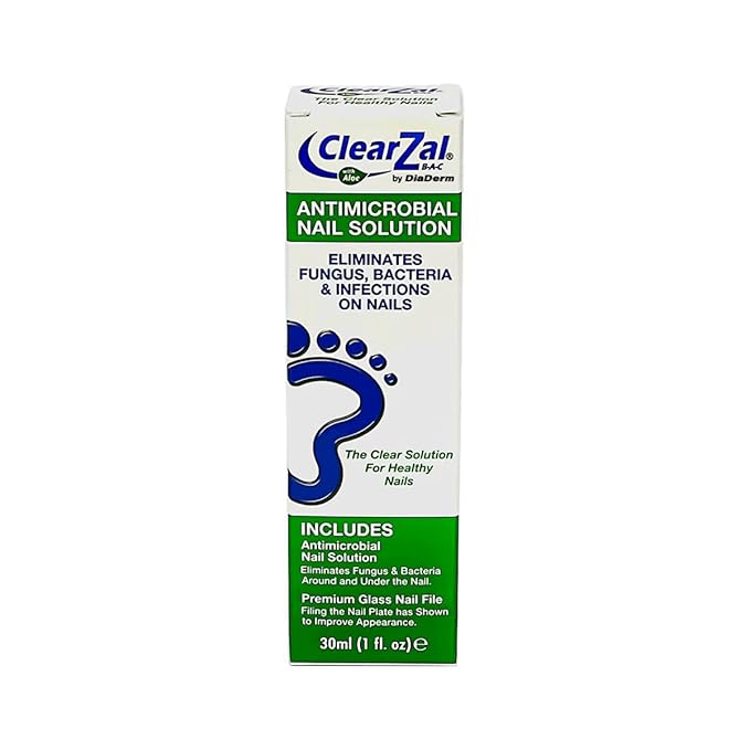 ClearZal Nail Solution with Glass File, 1 Fl Oz, White made in USA Equipped with premium glass nail file