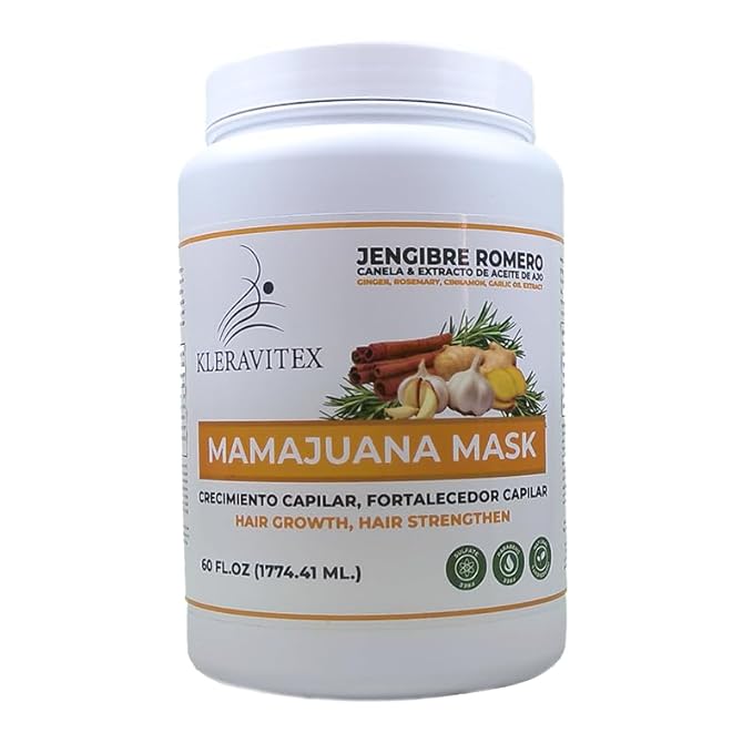Mamajuana Hair Mask - Deep Treatment with Ginger, Rosemary, Cinnamon & Garlic Oil Extract - Hair Mask for Dry Damaged Hair and Growth, Paraben & Sulfate Free Hair Treatment (60 OZ)