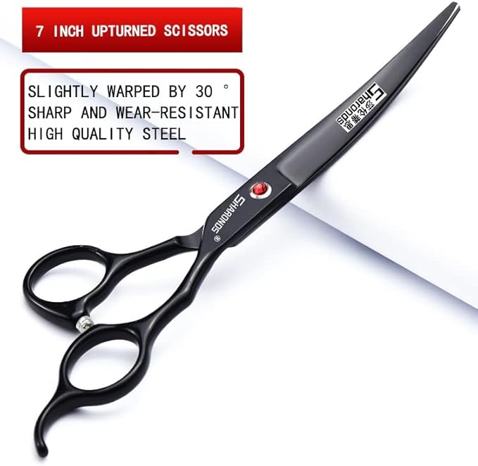 6/6.5/7 Inch Black Hairdressing Scissors Salon Hairdressing Tool 440c High Hardness Stainless Steel Haircut Hair Thinning Hairdressing Scissors (7 Inches, 4 Pieces)