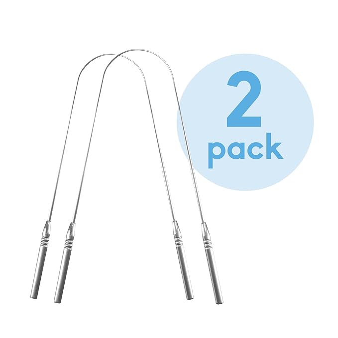 The Humble Co Tongue Scraper for Adults & Kids, 2 Pack - 100% Stainless Steel Tongue Cleaner Helps Eliminate Bad Breath & Bacteria - Dental Oral Care Products & Personal Hygiene Essentials