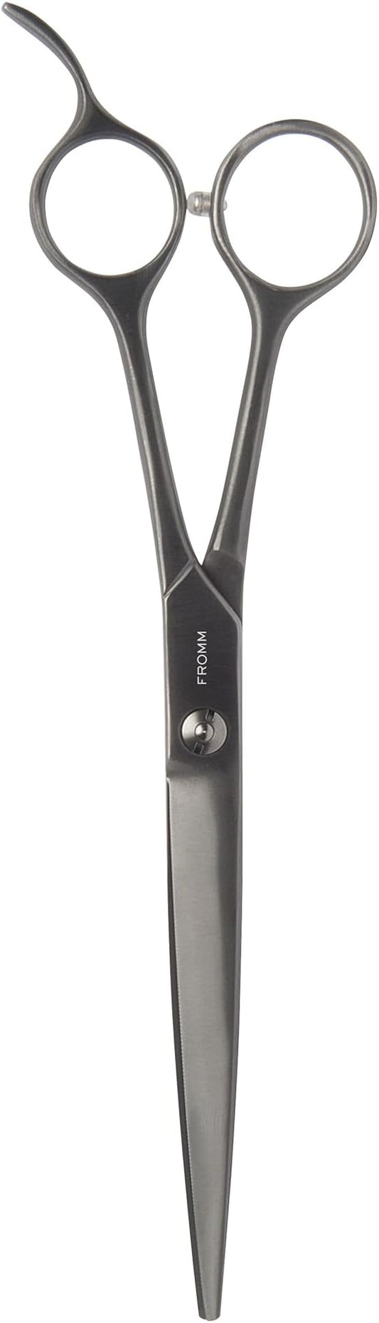 Fromm Invent 7.25" Barber Shears for Over-Comb Cutting, Gunmetal Heat Treated Steel with Beveled Blade and Smooth Edge