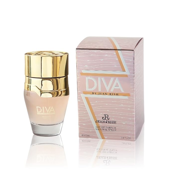 Jean Rish Diva Eau De Parfum for Women, (3.4 Fl Oz / 100ml) with Pink Pepper-Rose-White Musk - Long Lasting and Luxury Fragrance, Made in USA
