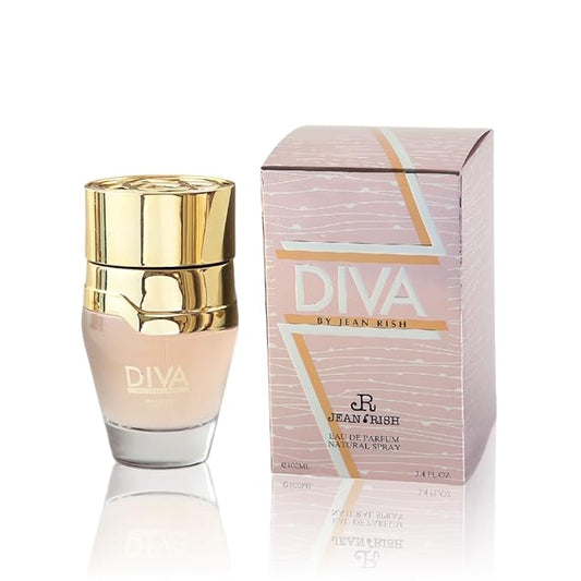 Jean Rish Diva Eau De Parfum for Women, (3.4 Fl Oz / 100ml) with Pink Pepper-Rose-White Musk - Long Lasting and Luxury Fragrance, Made in USA