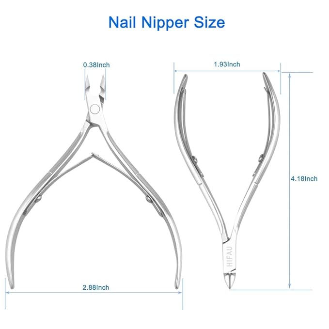 Professional Cuticle Nippers Set, Stainless Steel Manicure Kit - Cuticle Nipper, Cuticle Pusher & Cutter, Triangle Nail Polish Remove Tool & Cuticle Trimmer, Nail File, Nail Lifter, Home & Salon