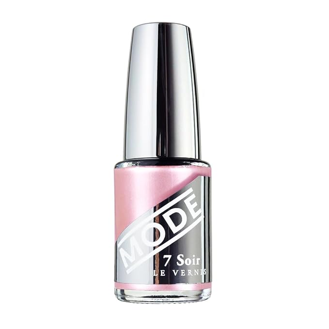 MODE Pearly Baby Pink Satin Frost Pearl Nail Polish Color, Long Lasting Nail Lacquer, Chip Resistant Strengthening Protection, Pro Wide Contour Brush, Vegan, NY Made, 7 Soir Le Vernis, Dreaming Degas