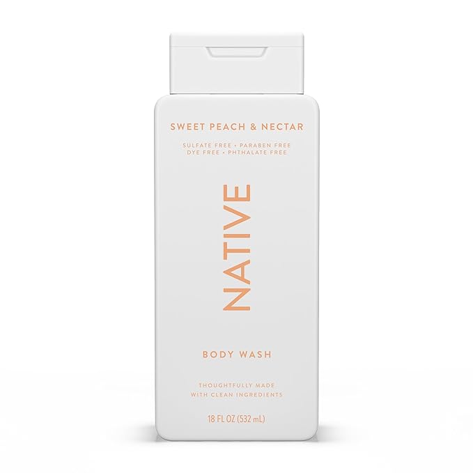 Native Body Wash Contains Naturally Derived Ingredients | For Women & Men, Sulfate, Paraben, & Dye Free Leaving Skin Soft and Hydrating | Sweet Peach & Nectar 18 oz