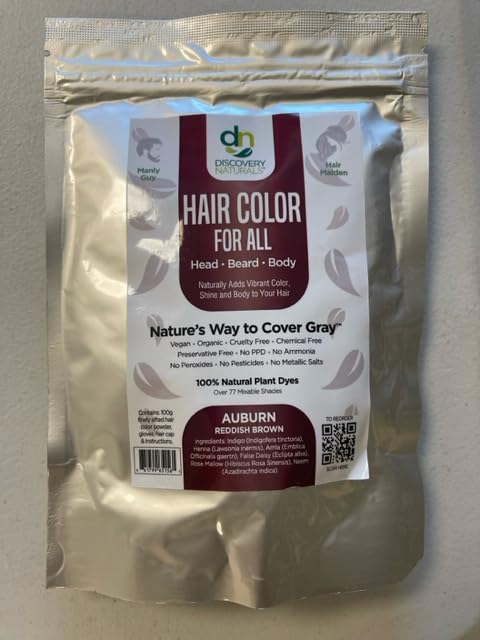 Brown Henna Hair Color For All Kit | 100% All Natural Indigo Powder Hair Dye & Beard Dye (Auburn Reddish Brown) Organic, Herbal & Vegan Chemical & Cruelty Free Permanent Gray Coverage & Tinting