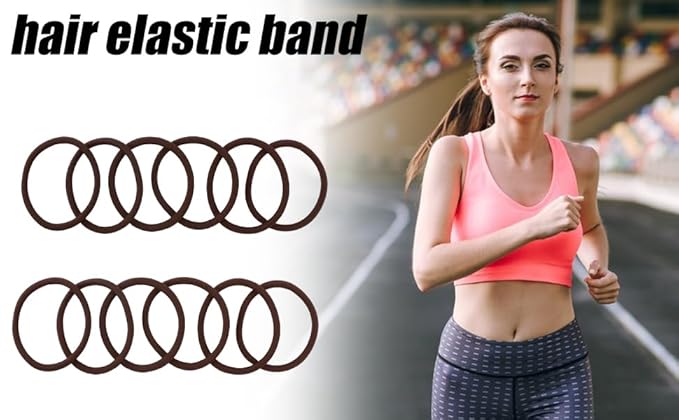 200PCS Womens Elastic Hair Tie, 4mm Hair Ties for Thick and Curly Hair Ponytail Holders Hair Elastic Band for Women or Men（Brown)