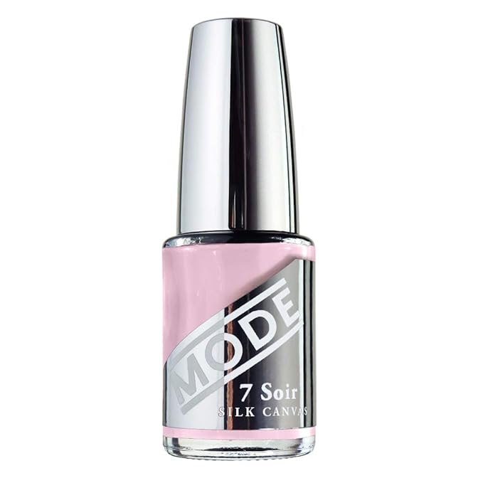 MODE Pink Tinted Base Coat Nail Polish, Long Lasting Chip Resistant Nail Lacquer, Nourishing, Smoothing, Strengthening, Brightening Protection, Pro Contour Brush, NY Made, 7 Soir Le Vernis Silk Canvas