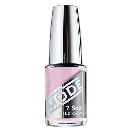 MODE Pink Tinted Base Coat Nail Polish, Long Lasting Chip Resistant Nail Lacquer, Nourishing, Smoothing, Strengthening, Brightening Protection, Pro Contour Brush, NY Made, 7 Soir Le Vernis Silk Canvas