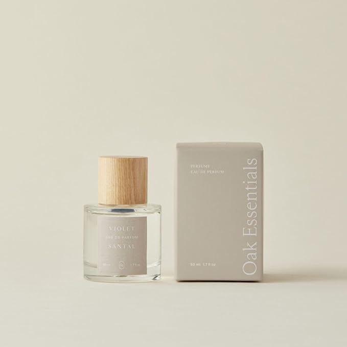 Oak Essentials Violet Santal Eau De Parfum | Clean Floral & Woody Fragrance with Violet, Italian Lemon, Amber, & Sandalwood, 50 mL