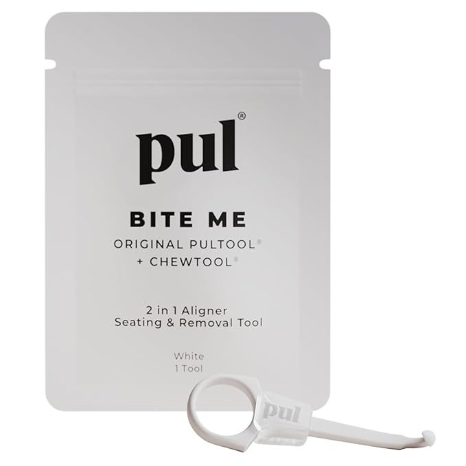 PUL Pack of 1 Reusable 2-in-1 Aligner Seating Chewie & Removal Tool — Compatible with Invisalign, Removable Braces, Retainers & Trays – Easy-to-Use Remover & Chew, Dental & Oral Hygiene Care – White