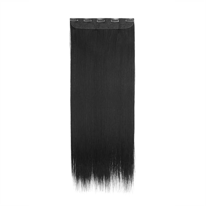 S-noilite Clip in Hair Extensions 26" Straight 3/4 Full Head One Piece 5clips Long Hairpiece Clip on Hair Popular Style New Synthetic Anti-tangle for Dreamlike Girls (26" Straight,Classic Black)