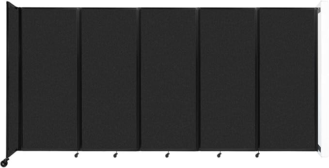 Versare Room Divider 360 Wall-Mounted Folding Partition | Locking Wheels | Temporary Room Separator | 14' x 6'10" Black SoundSorb Panels