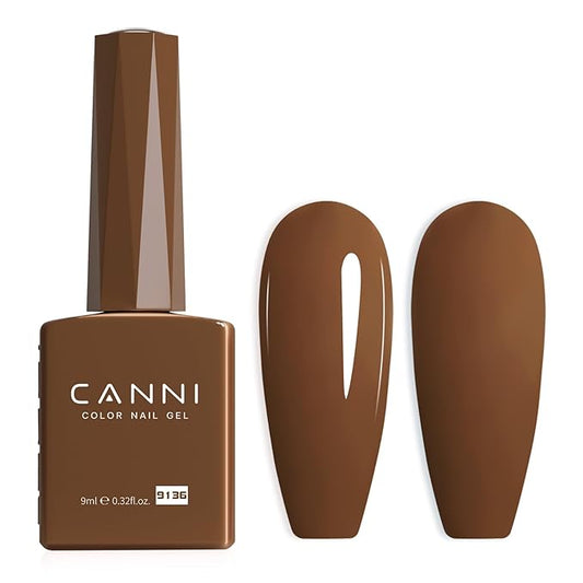 CANNI Brown Fall Gel Nail Polish, 1Pcs Chocolate Brown Gel Polish Fall Winter Color High Gloss Soak Off U V Nail Manicure Salon DIY