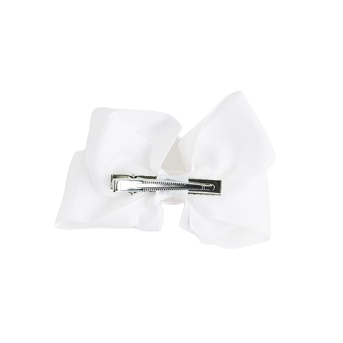 4 Inch Grosgrain Hair Bow for Girls - White