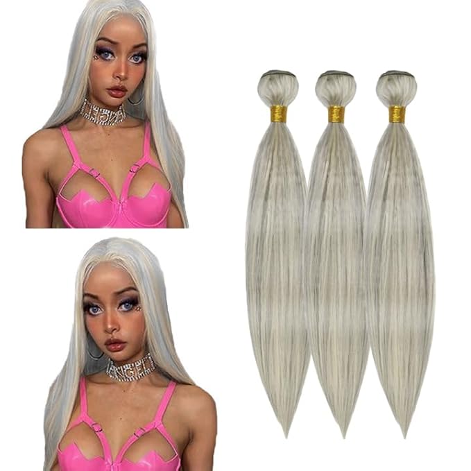 18 20 22 Inch Blonde Bundles Human Hair P613/grey Straight 3 Bundle Unprocessed Brazilian virgin hair Weave Extensions Double Weft 50 Grams/Bundle Colored Highlight Grey Bundles for Woman