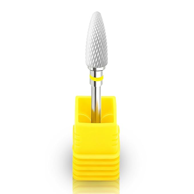 Fantexy 3/32" Ceramic Nail Drill Bit - Remove Acrylic Hard Gels Quickly and Safely,White Ceramic Cone File Bit for Nail Art,Manicure,Pedicure,Gel,Cuticle Clean(Extra Fine - XF)