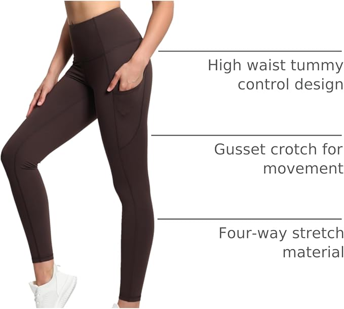 THE GYM PEOPLE Thick High Waist Yoga Pants with Pockets, Tummy Control Workout Running Yoga Leggings for Women