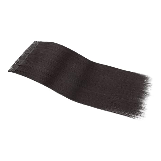 S-noilite Clip in Hair Extensions 26" Straight 3/4 Full Head One Piece 5clips Long Hairpiece Clip on Hair Popular Style New Synthetic Anti-tangle for Dreamlike Girls (26" Straight,Natural Black)