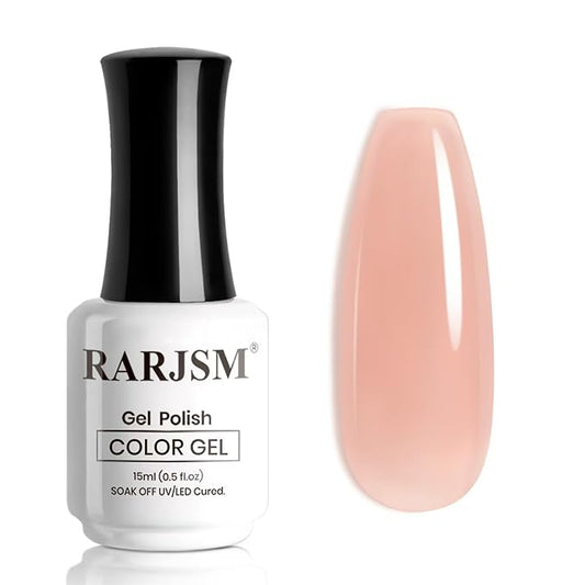 RARJSM Nude Gel Nail Polish Sweet Pink Neutral Skin Tone Sheer Jelly Gel Polish 1PC 15ml Single Bottle Creamy Transparent Blush Pink Nail GelPolish Soak off UV LED Cured for Home Salon DIY Manicure
