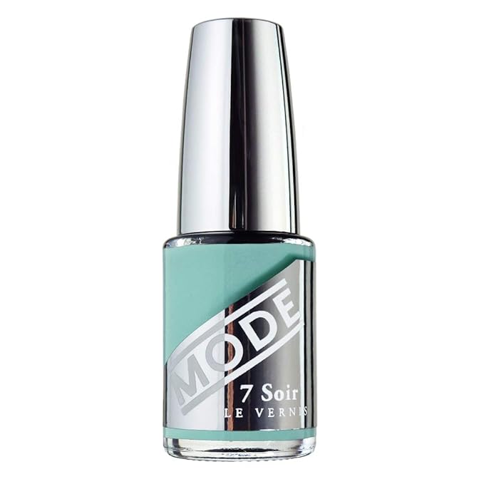 MODE Robins Egg Blue Turquoise Nail Polish, Long Lasting Nail Lacquer Color, Chip Resistant Strengthening Protection, Pro Wide Contour Brush, Vegan, NY Made, 7 Soir Le Vernis, Unlimited Happiness
