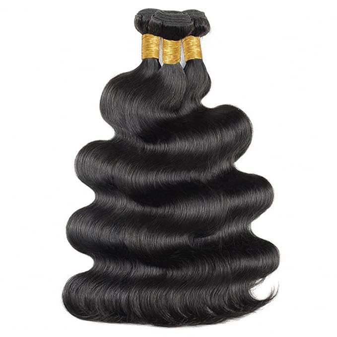 Body Wave Bundles Human Hair 16 18 20 Inch Unprocessed Brazilian Hair 12A Grade 3 Bundles Human Hair Body Wave Hair Extensions for Women Natural Black