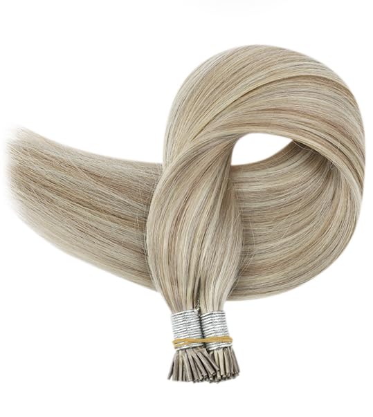 Full Shine I Tip Hair Extensions Human Hair 18 Ash Blonde Highlighted 613 Bleach Blonde I Tip Human Hair Extensions Natural Remy Hair 20 Inch Fusion Extensions 50 Grams