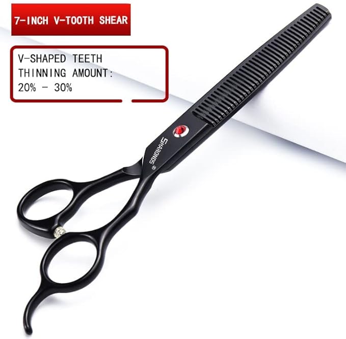 6/6.5/7 Inch Black Hairdressing Scissors Salon Hairdressing Tool 440c High Hardness Stainless Steel Haircut Hair Thinning Hairdressing Scissors (7 Inches, 4 Pieces)