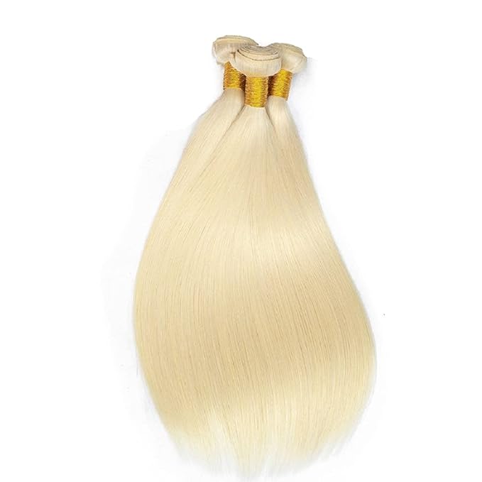 613 Bundle Blonde Straight Human Hair Weave Brazilian Virgin Hair 3 Bundles 14 16 18 Inch 613 Straight Bundles With Closure Wave