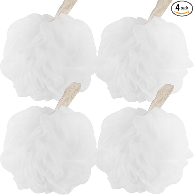Fu Store Loofah Sponge Shower Loofahs 70g Bath Sponges Mesh Balls for Body Scrubber Exfoliator Wash Back Scrubbers Bathroom Men Women - 4 Cleaning Bathing Accessories