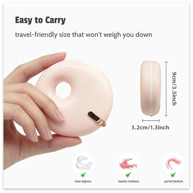 Cute Retainer Case for Girls, Small Aligner Box for Travel, Stylish Night Guard Container, Sleek Retainer Holder Compatible with Invisalign (Cream White)