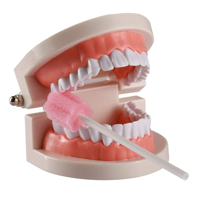 Wellgler's Mouth Swabs for Elderly，Disposable Oral Swab (100pcs,Pink)