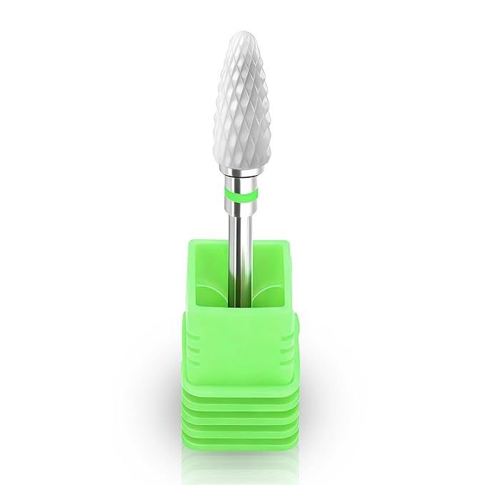 Fantexy 3/32" Ceramic Nail Drill Bit - Remove Acrylic Hard Gels Quickly and Safely,White Ceramic Cone File Bit for Nail Art,Manicure,Pedicure,Gel,Cuticle Clean(Coarse - C)