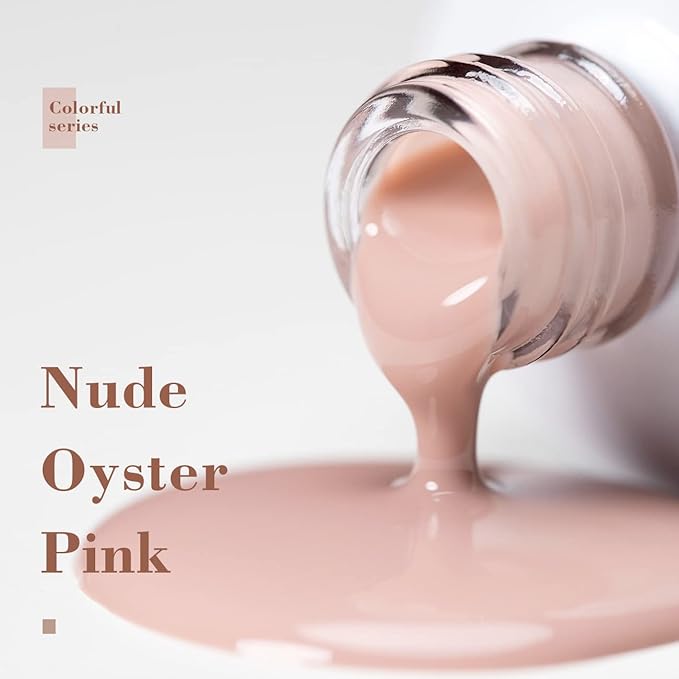 RARJSM Nude Pink Gel Nail Polish - Neutral, Transparent, French, Milky Pink Skin Tone - Sheer Light Pink Gel Nail Varnish - UV LED Cured, Soak Off - Home Salon DIY - 15ml Single Bottle