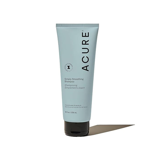 Acure Simply Smoothing Shampoo - Hydrating Anti Frizz Shampoo for Women & Men, Moisturize & Soften Frizzy, Dry, Damaged Hair & Scalp w/ Coconut Water, Vegan, Paraben Free, Sulfate Free - 8 fl oz