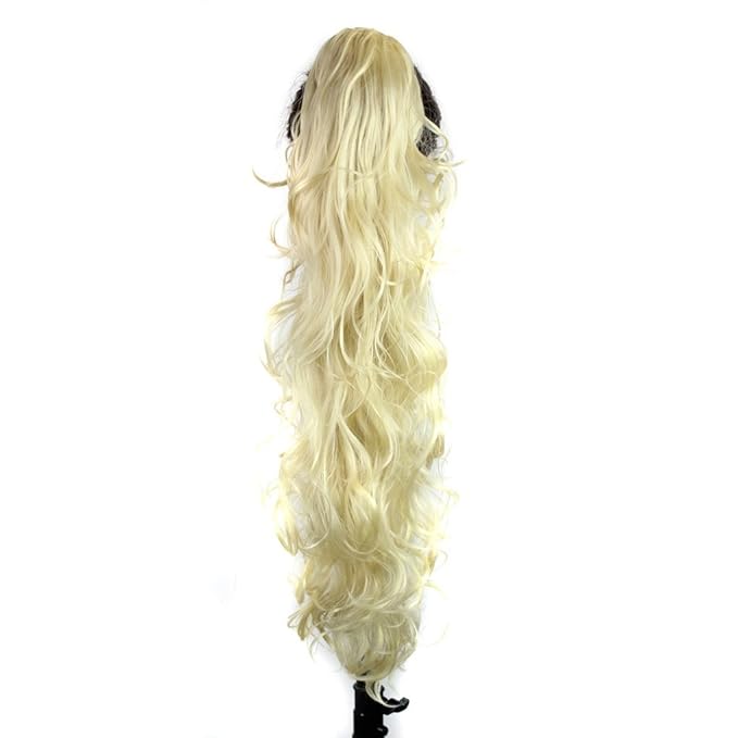 S_SSOY 31"(78cm) Women's Curly Pony Tail Hair Piece Synthetic Claw Clip Ponytail Wavy Long Curled in Hair Extension Extensions Long/Voluminous Wig Hairpieces for Women Girls Lady,613#